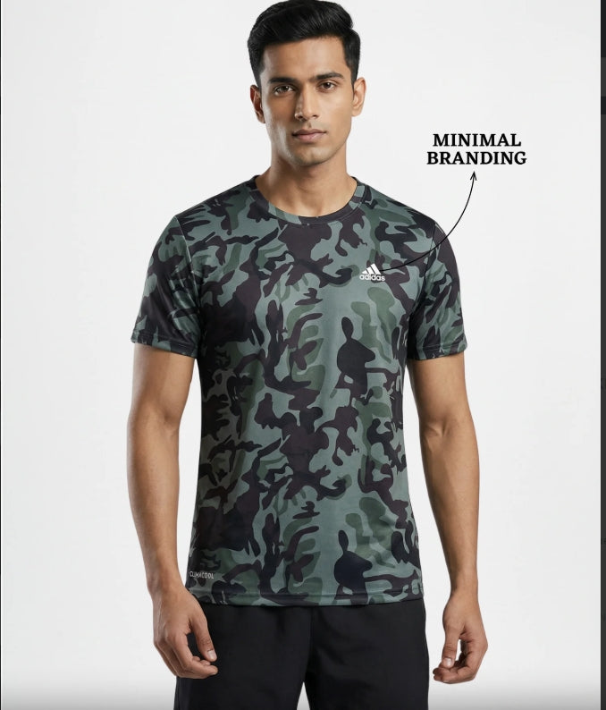 Adidas Men's Camo Slim Fit Training T-Shirt - Minimal Branding, 180 GSM CLIMALITE® Polyester